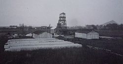 Le chevalement de fonçage de la fosse no 7 vers 1908.
