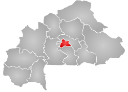 Situation de la région (en rouge) à l'intérieur du Burkina Faso