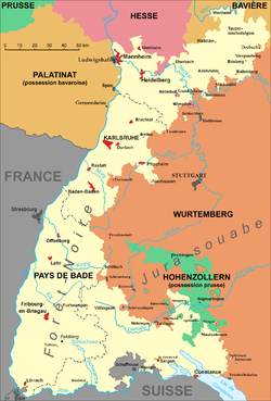 Carte du grand-duché et de la république de Bade, de 1806 à 1945