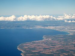 Vue aérienne de Palma et de sa baie.
