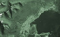 Image satellite de la baie d'Ushuaïa.