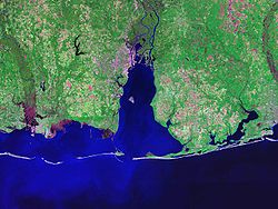 Image satellite de la baie de Mobile.