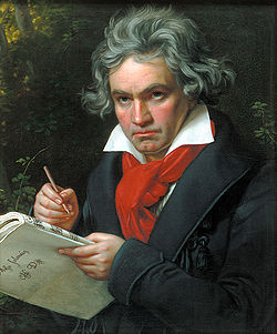 Ludwig van Beethoven travaillant à la Missa Solemnis.  Portrait de Joseph Karl Stieler, 1820.