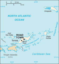 Carte des îles Vierges Britanniques avec le passage d'Anegada à l'est.