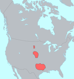 distribution des langues caddoanes.