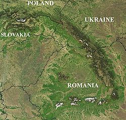 Image satellite des Carpates.