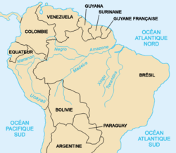 Carte du bassin de l'Amazone.