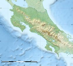 Carte topographique du Costa Rica avec la cordillère de Talamanca au sud, à cheval sur le Panamá