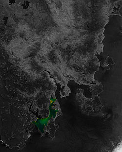 Image satellite en fausses couleurs du canal d'Entrecasteaux.