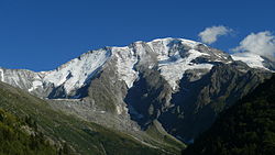 Les Dômes vus depuis les chalets de Miage