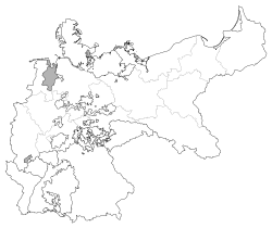 Localisation de l'Oldenbourg au sein de l'Empire allemand