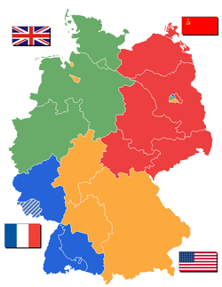 Carte des zones d'occupation de l'Allemagne