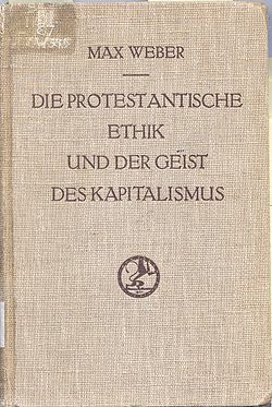Couverture de l'édition originale de L'éthique protestante et l'esprit du capitalisme