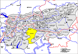 Carte de localisation des Dolomites.