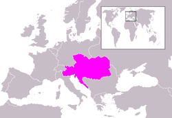 Localisation de l'Empire d'Autriche (en rose) en Europe