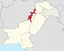 Localisation des régions tribales (en rouge) à l'intérieur du Pakistan