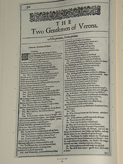 Facsimilé de la première page publiée dans le folio de 1623
