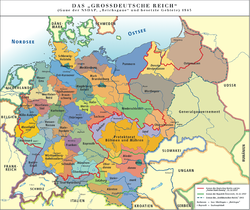 Carte des Gaue du Troisième Reich en 1943.