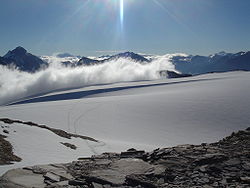 Vue depuis le sommet sur les glaciers de la Vanoise