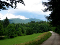 Vue du sommet du Sveta Gera depuis la Slovénie.