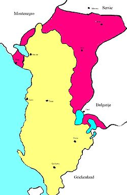 Carte du royaume, frontières de 1941 en rose.