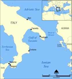 Carte du canal d'Otrante.