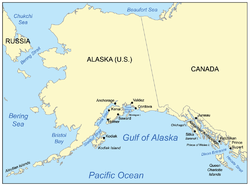 Carte de golfe d'Alaska.