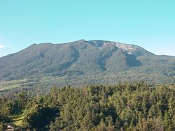 Vue du mont Gede et de son cratère sommital.
