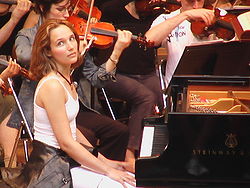 En répétition au festival de La Roque-d'Anthéron, 2004
