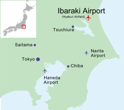 Localisation de l'aéroport d'Ibaraki
