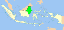 Carte de l'Indonésie mettant en évidence la province du Kalimantan-Oriental (en vert clair)