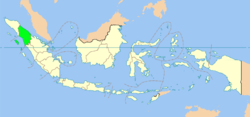 Carte de l'Indonésie mettant en évidence la province de Sumatra Nord (en vert clair)