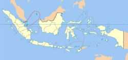 Carte de l'Indonésie mettant en évidence la province de l’Archipel de Riau (en rouge)