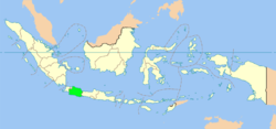 Carte de l'Indonésie mettant en évidence la province de Java Ouest (en vert clair)