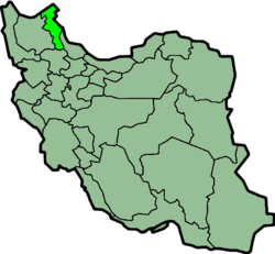 Carte montrant la position de la province d'Ardabil en Iran