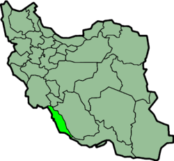 Carte montrant la position de la province de Bouchehr