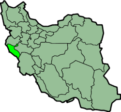 Carte montrant la position de la province d'Ilam
