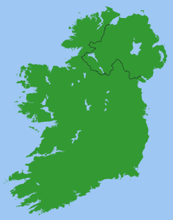 Carte de l'île d'Irlande mettant en évidence la frontière entre les deux pays.