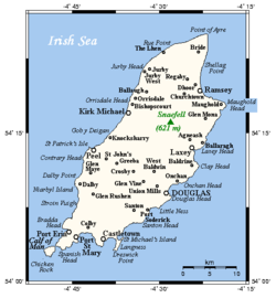 Carte de l'Île de Man.