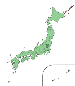 Carte du Japon avec la Préfecture de Tochigi mise en évidence