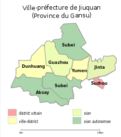 Jiuquan administrative divisions (French).svg
