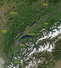 Image satellite du massif du Jura.