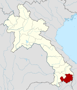 Carte du Laos mettant en évidence la province d'Attapeu.