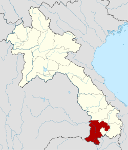 Carte du Laos mettant en évidence la province de Champassak.