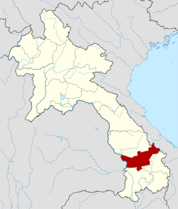 Carte du Laos mettant en évidence la province de Saravane.