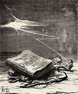 Dessin d’Honoré Daumier, hommage aux Châtiments de Victor Hugo (terrassant l’aigle impérial)