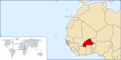 Localisation de la Haute-Volta (en rouge) en Afrique.
