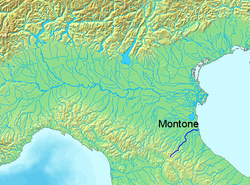 Carte du Montone dans la péninsule italienne.