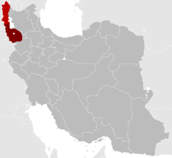 Localisation approximative de la République du Kurdistan