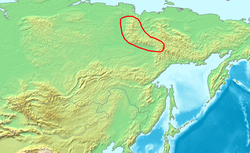 Carte de localisation des monts de Verkhoïansk.